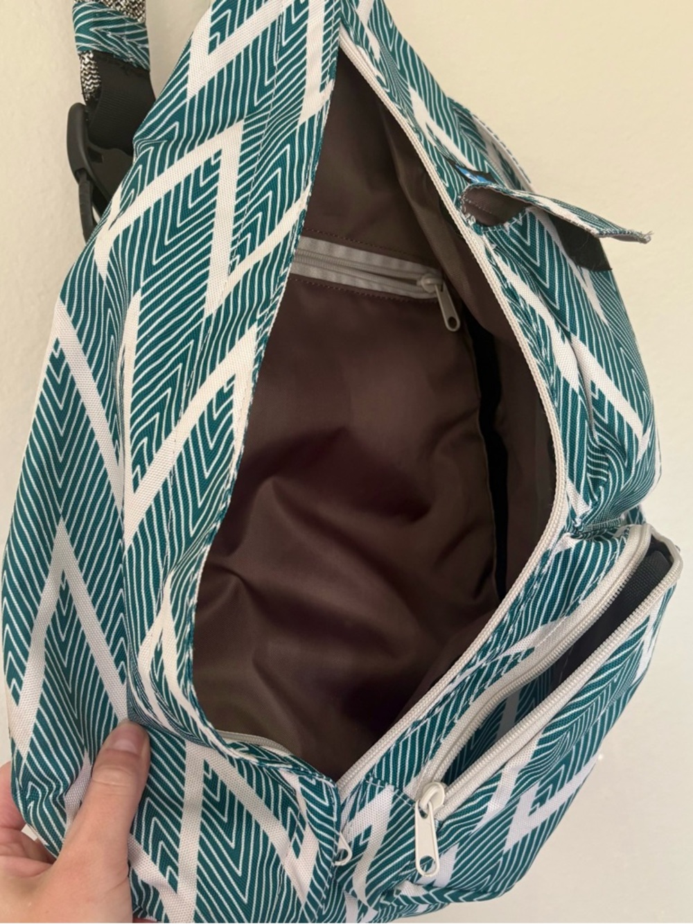 Kavu Rope Sling Bag Teal Chevron Crossbody Travel Festival Casual OS - Picture 6 of 9